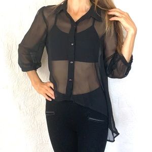 Black see through hi low top EUC small